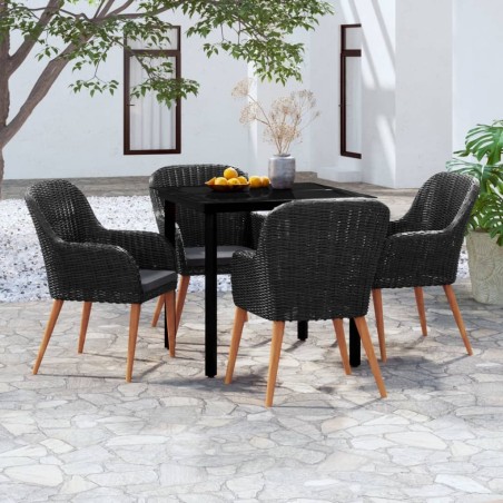 Ensemble à manger de jardin avec coussins 5 pcs Noir 624090624090