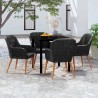 Ensemble à manger de jardin avec coussins 5 pcs Noir 624090624090