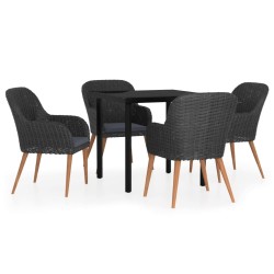 Ensemble à manger de jardin avec coussins 5 pcs Noir 624090624090
