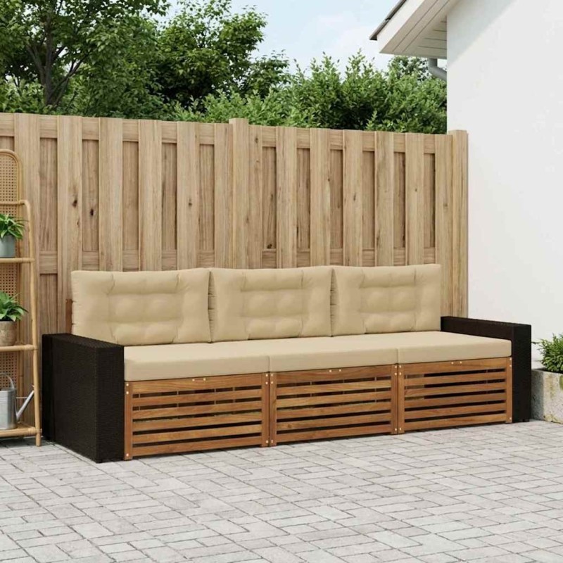 Ensemble de canapés d'extérieur 3 pcs Naturel et Beige 624094624094