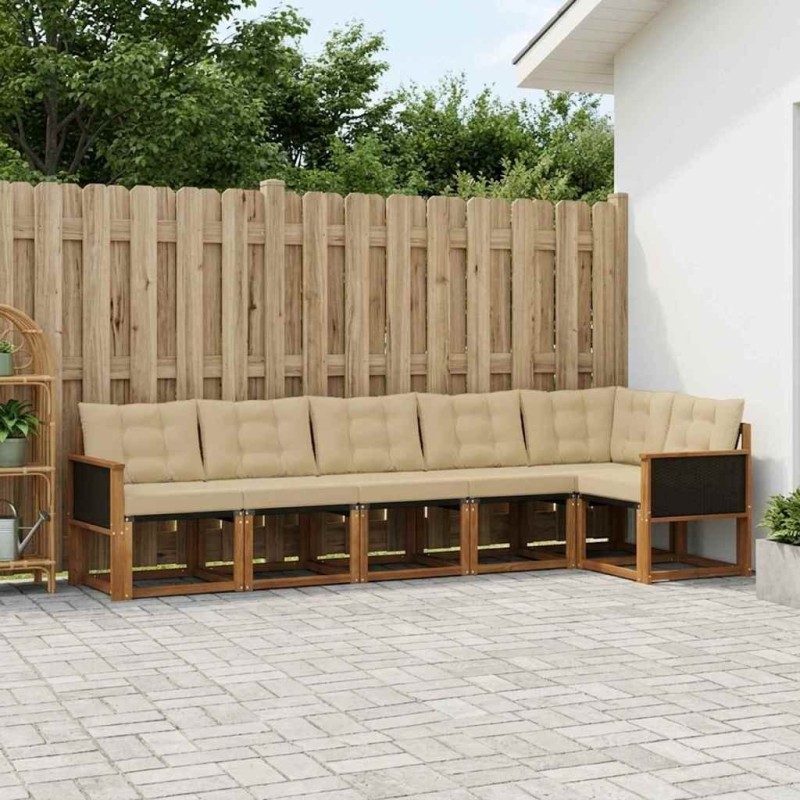 Ensemble de canapés d'extérieur 6 pcs Naturel et Beige 624095624095