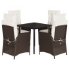 Ensemble à manger de jardin 5 pcs et coussins marron poly rotin 624097624097