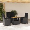 Ensemble à manger de jardin 4 pcs avec coussins noir 624098624098