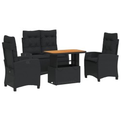 Ensemble à manger de jardin 4 pcs avec coussins noir 624098624098