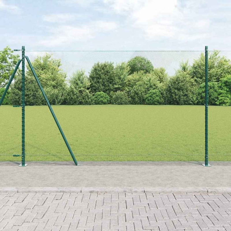 Clôture hexagonale avec base en béton 25 x 1,5 m Vert Maille 624101624101