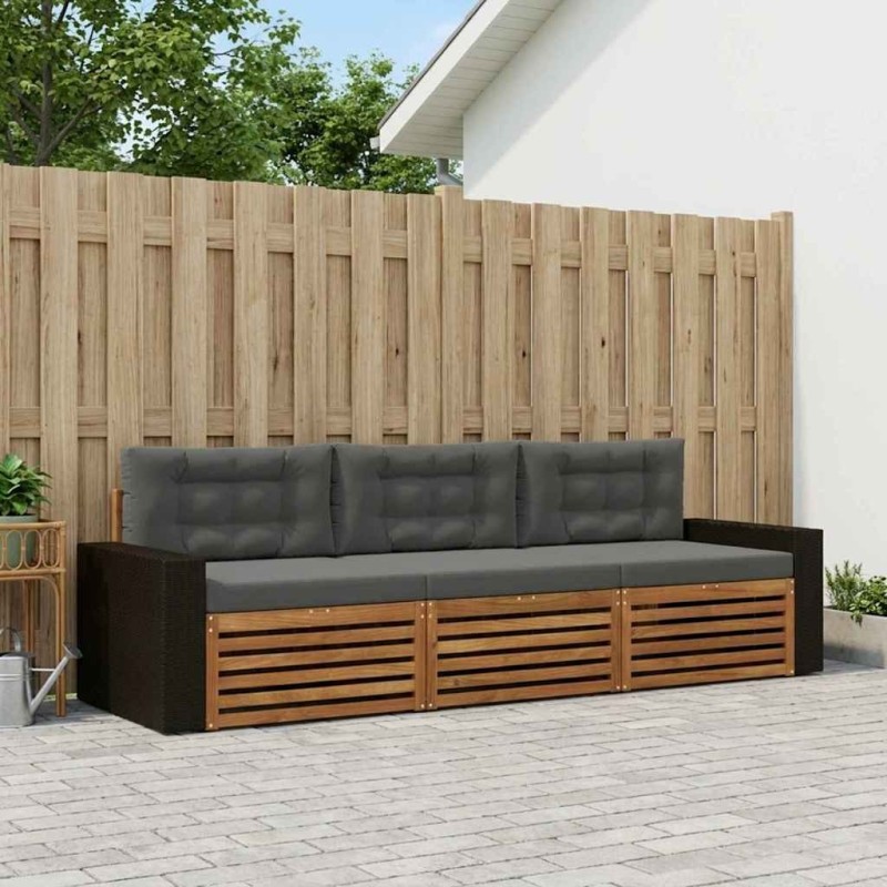 Ensemble de canapés d'extérieur 3 pcs Naturel et Anthracite 624102624102