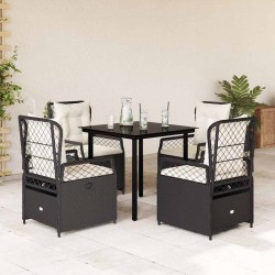 Ensemble à manger de jardin coussins 5pcs Noir Résine tressée 624105624105
