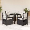 Ensemble à manger de jardin coussins 5pcs Noir Résine tressée 624105624105