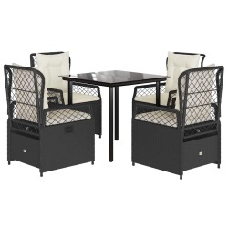 Ensemble à manger de jardin coussins 5pcs Noir Résine tressée 624105624105