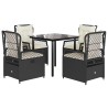 Ensemble à manger de jardin coussins 5pcs Noir Résine tressée 624105624105