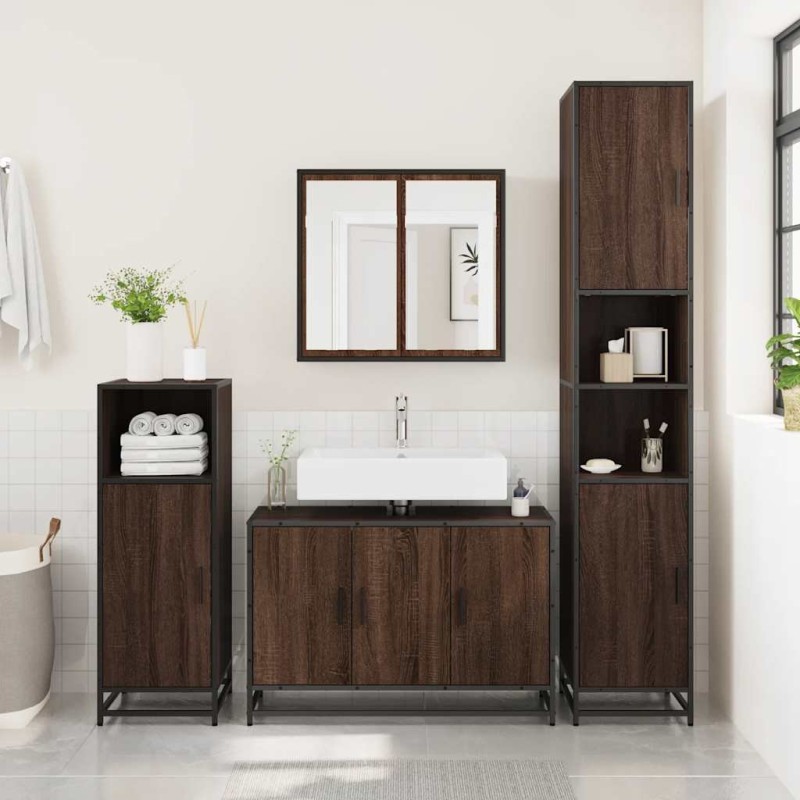 Armoire de lavabo de salle de bain chêne marron 90x33x60 cm 624106624106