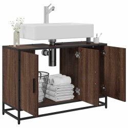 Armoire de lavabo de salle de bain chêne marron 90x33x60 cm 624106624106