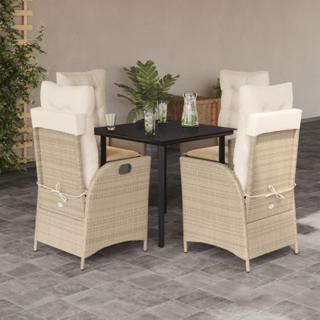 Ensemble à manger de jardin avec coussins 5pcs Beige poly rotin 624108624108