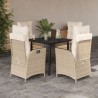 Ensemble à manger de jardin avec coussins 5pcs Beige poly rotin 624108624108