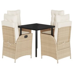 Ensemble à manger de jardin avec coussins 5pcs Beige poly rotin 624108624108