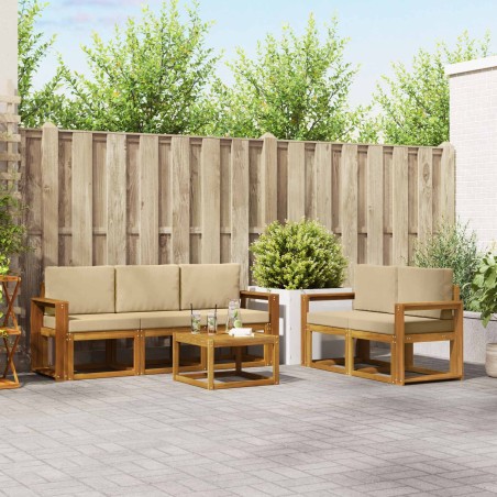 Ensemble de canapés d'extérieur 6 pcs Naturel et Beige 624114624114