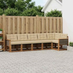 Ensemble de canapés d'extérieur 6 pcs Naturel et Beige 624116624116