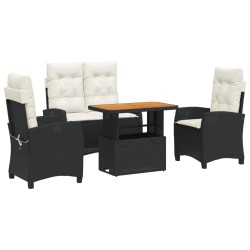 Ensemble à manger de jardin 4 pcs avec coussins noir 624117624117