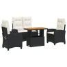 Ensemble à manger de jardin 4 pcs avec coussins noir 624117624117