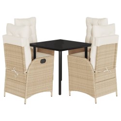 Ensemble à manger de jardin avec coussins 5pcs Beige poly rotin 624121624121