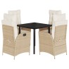 Ensemble à manger de jardin avec coussins 5pcs Beige poly rotin 624121624121
