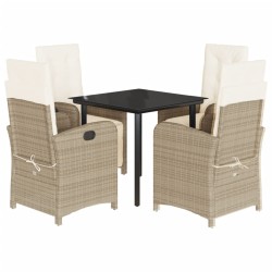 Ensemble à manger de jardin avec coussins 5pcs Beige poly rotin 624122624122