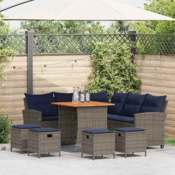 Ensemble de canapé de jardin 6 pcs avec coussins en forme de L gris résine tressée 624123624123