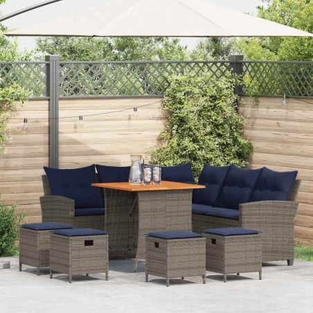Ensemble de canapé de jardin 6 pcs avec coussins en forme de L gris résine tressée 624123624123