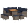 Ensemble de canapé de jardin 6 pcs avec coussins en forme de L gris résine tressée 624123624123
