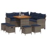 Ensemble de canapé de jardin 6 pcs avec coussins en forme de L gris résine tressée 624123624123