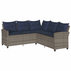 Ensemble de canapé de jardin 6 pcs avec coussins en forme de L gris résine tressée 624123624123