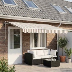 Auvent rétractable Gris clair et blanc 450 × 300 cm 624125624125