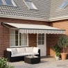 Auvent rétractable Gris clair et blanc 4,5 × 3 m 624130624130