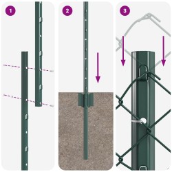 Clôture grillagée avec poteau 10 x 1,4 m Acier recouvert de PVC 624133624133