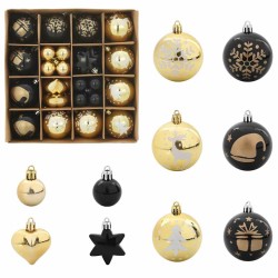 Ensemble de Boules de Noël 40 pcs Noir et or Plastique 624138624138