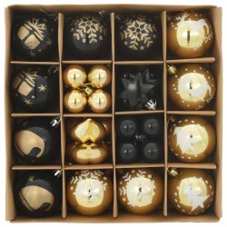 Ensemble de Boules de Noël 40 pcs Noir et or Plastique 624138624138