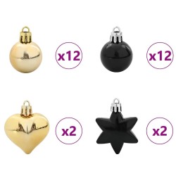 Ensemble de Boules de Noël 40 pcs Noir et or Plastique 624138624138