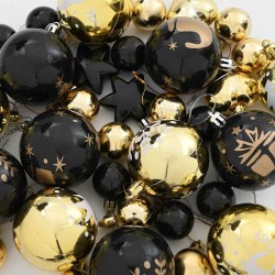 Ensemble de Boules de Noël 40 pcs Noir et or Plastique 624138624138