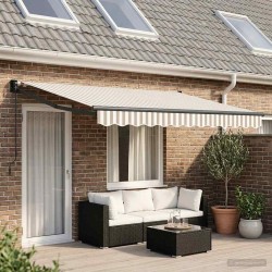 Auvent rétractable Gris clair et blanc 4,5 × 3 m 624140624140