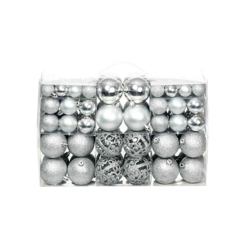 Ensemble de boules de Noël 100 pcs 3/4/6 cm Argenté 624142624142