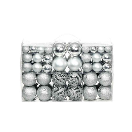 Ensemble de boules de Noël 100 pcs 3/4/6 cm Argenté 624142624142