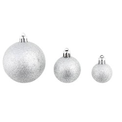 Ensemble de boules de Noël 100 pcs 3/4/6 cm Argenté 624142624142