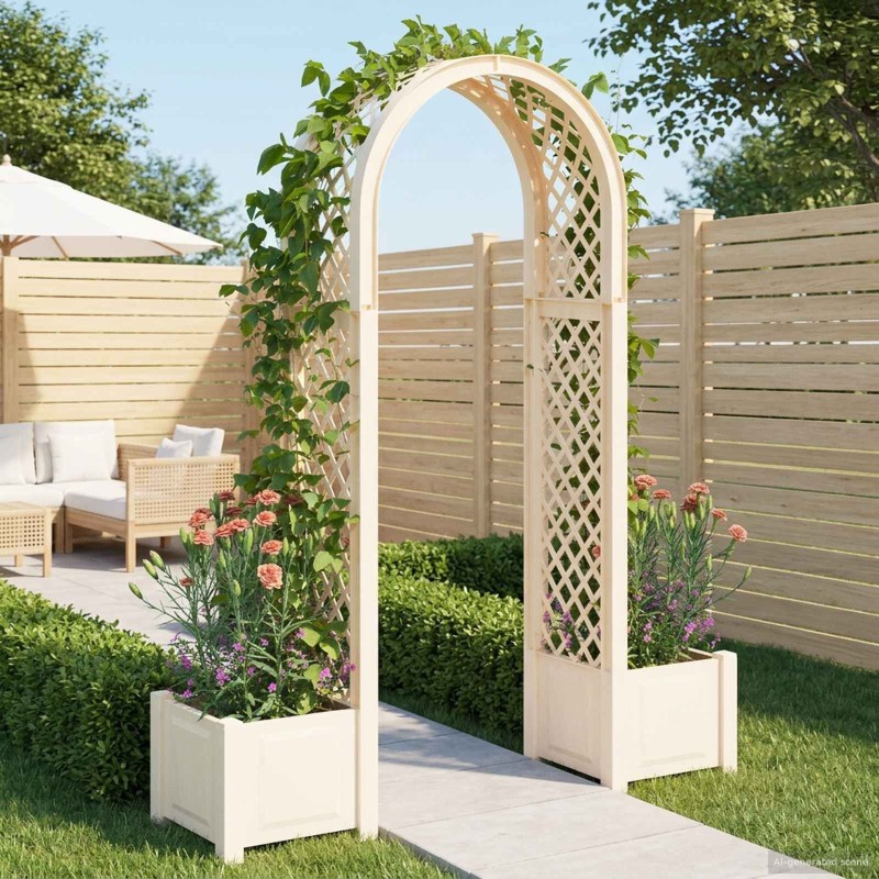 Arc à Roses avec Jardinière Blanc 168,5 x 43 x 207 cm PP 624147624147