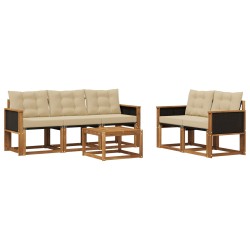 Ensemble de canapés d'extérieur 6 pcs Naturel et Beige 624156624156
