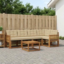Ensemble de canapés d'extérieur 6 pcs Naturel et Beige 624157624157