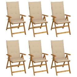Chaises pliables de jardin lot de 6 avec coussins Bois d'acacia 624164624164
