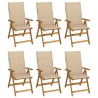 Chaises pliables de jardin lot de 6 avec coussins Bois d'acacia 624164624164