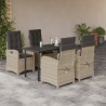 Ensemble à manger de jardin et coussins 5 pcs gris clair rotin 624167624167