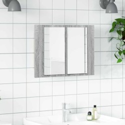 Armoire à miroir LED Sonoma gris 60x12x45 cm Bois d'ingénierie 624168624168
