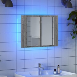 Armoire à miroir LED Sonoma gris 60x12x45 cm Bois d'ingénierie 624168624168